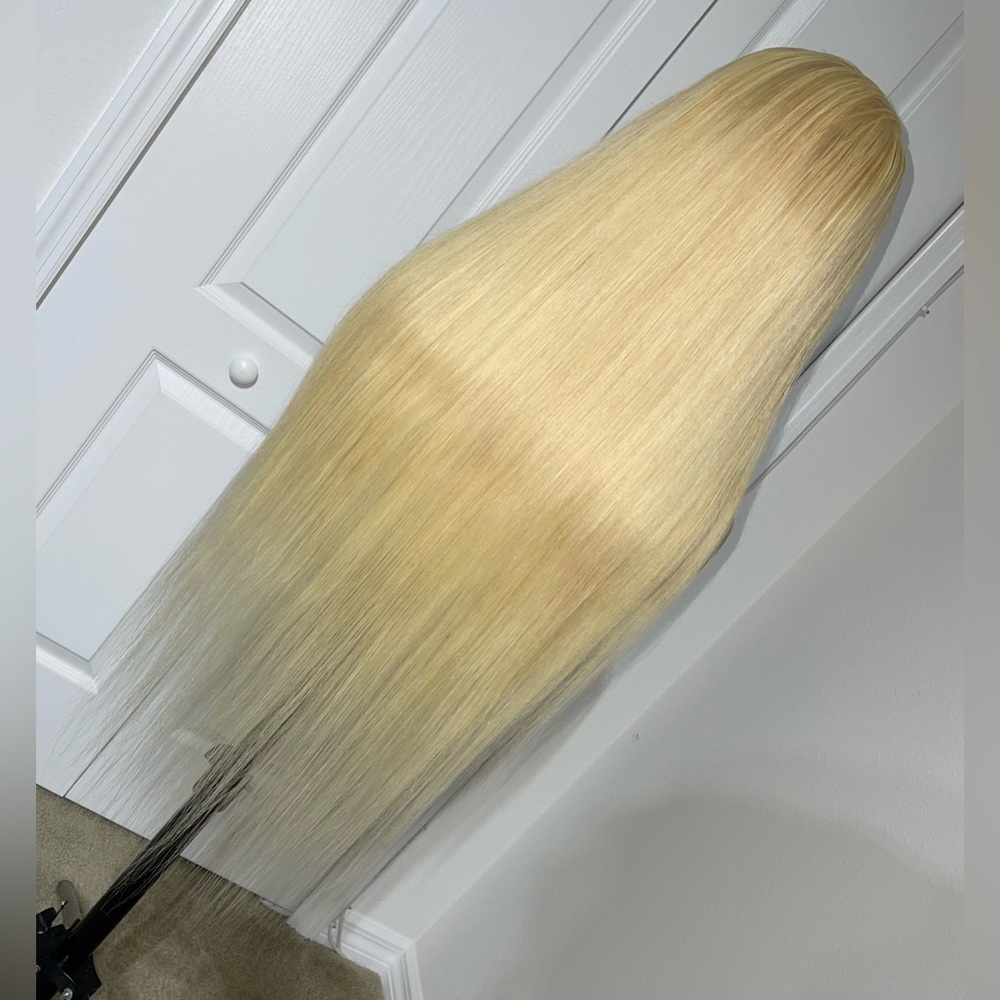 24” Top Virgin Hair 13x4 Full Frontal Transparent Lace #613 Blonde Wig